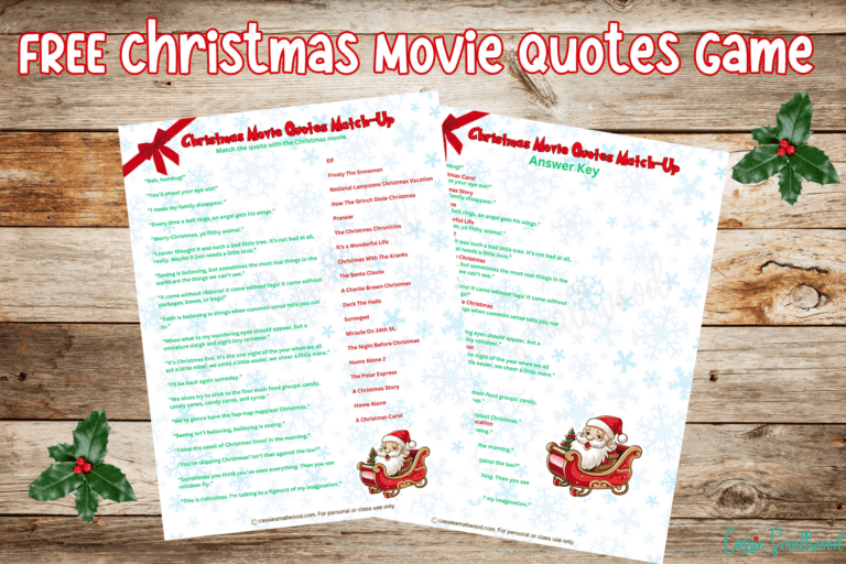 FREE Printable Christmas Game – Christmas Movie Quotes Match-Up