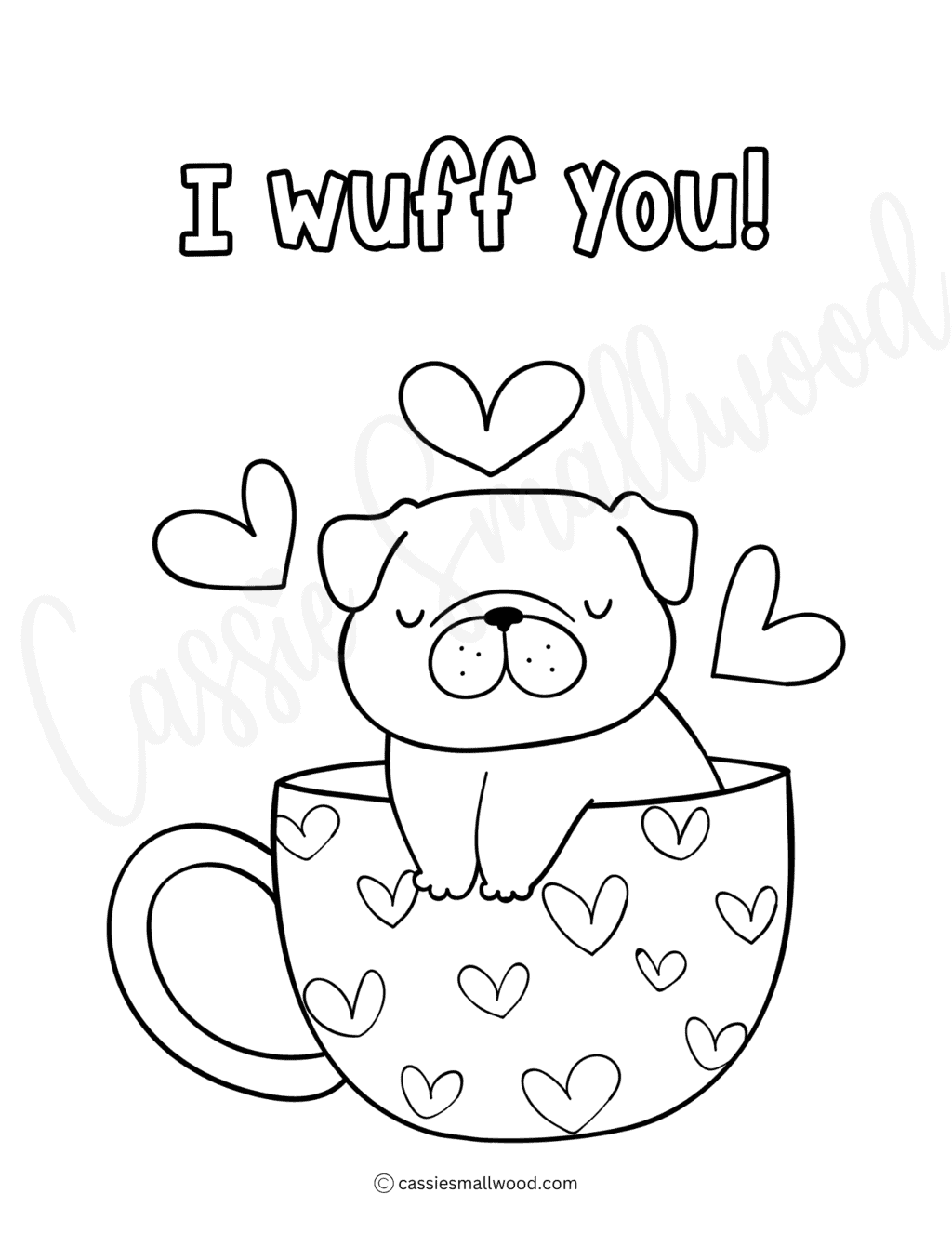 Dog i love you coloring page to print cassie smallwood