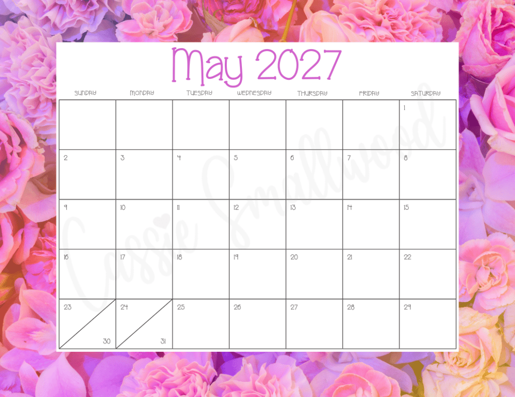 Free printable May 2027 calendar - Cassie Smallwood