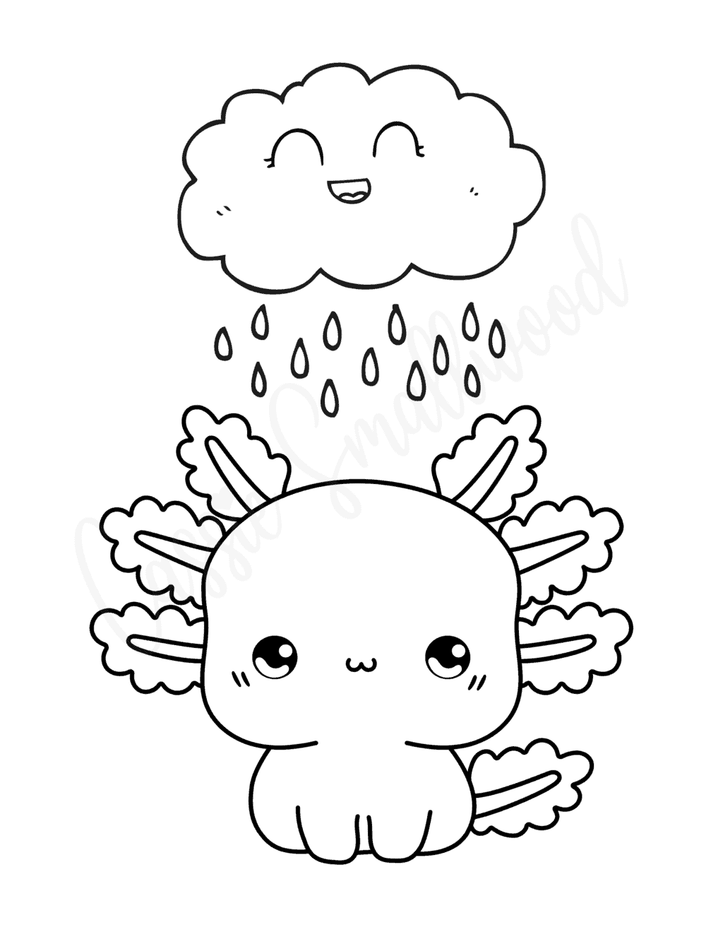 Baby Axolotl Coloring Page - Cassie Smallwood