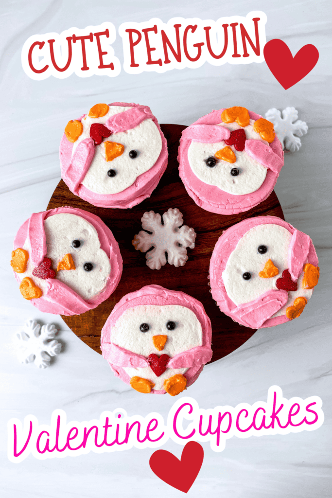 Penguin Valentine cupcakes for kids