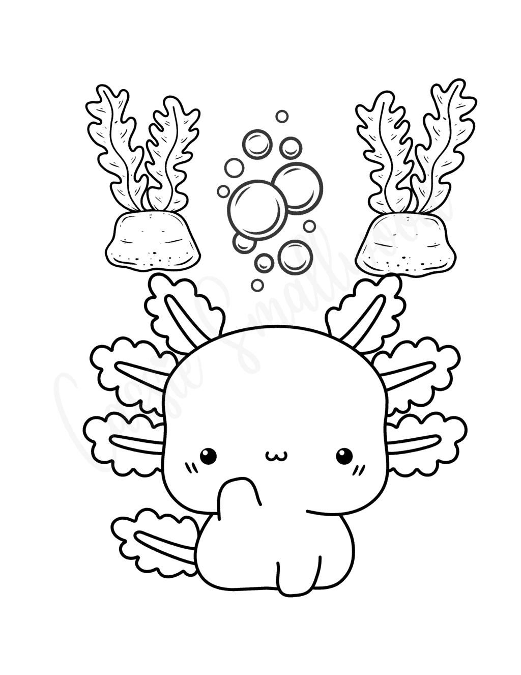 Axolotl coloring page cassie smallwood