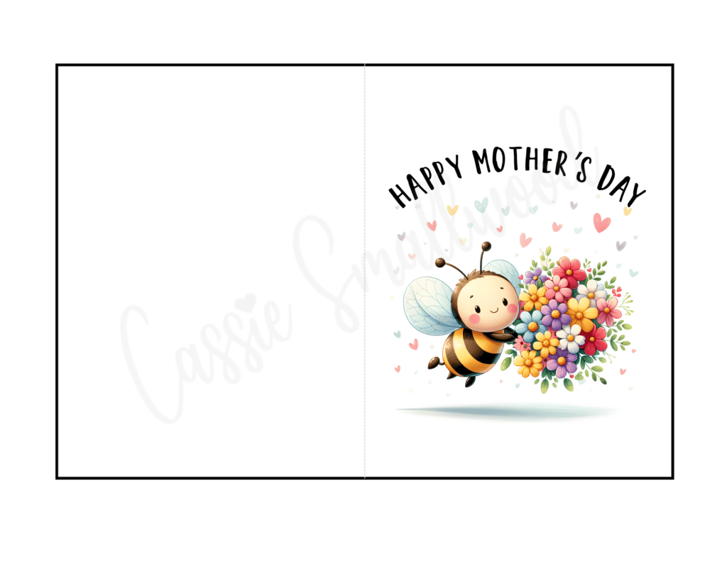 bee mothers day card free printable pdf