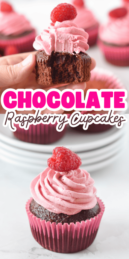 THE BEST Birthday Chocolate cupcakes with raspberry cream cheese frosting recipe