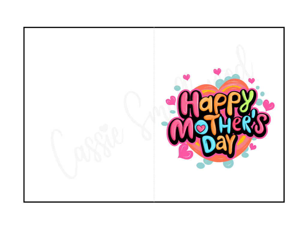 bubble letters free mother's day card to print pdf