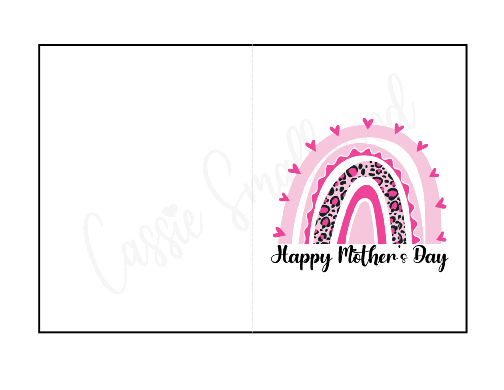 boho rainbow free printable Mother's Day card pdf