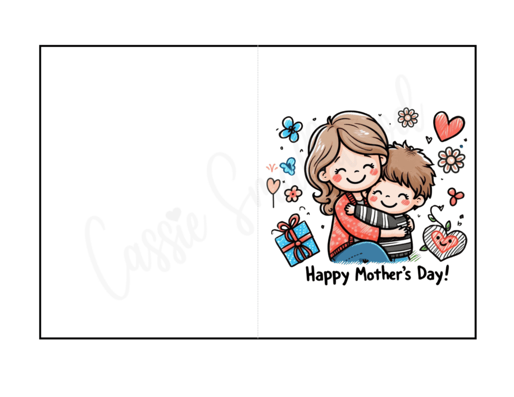 cute Happy Mothers day card printable free pdf