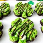 Cute shamrock Irish cream rice krispie treats recipe for St. Patrick's Day