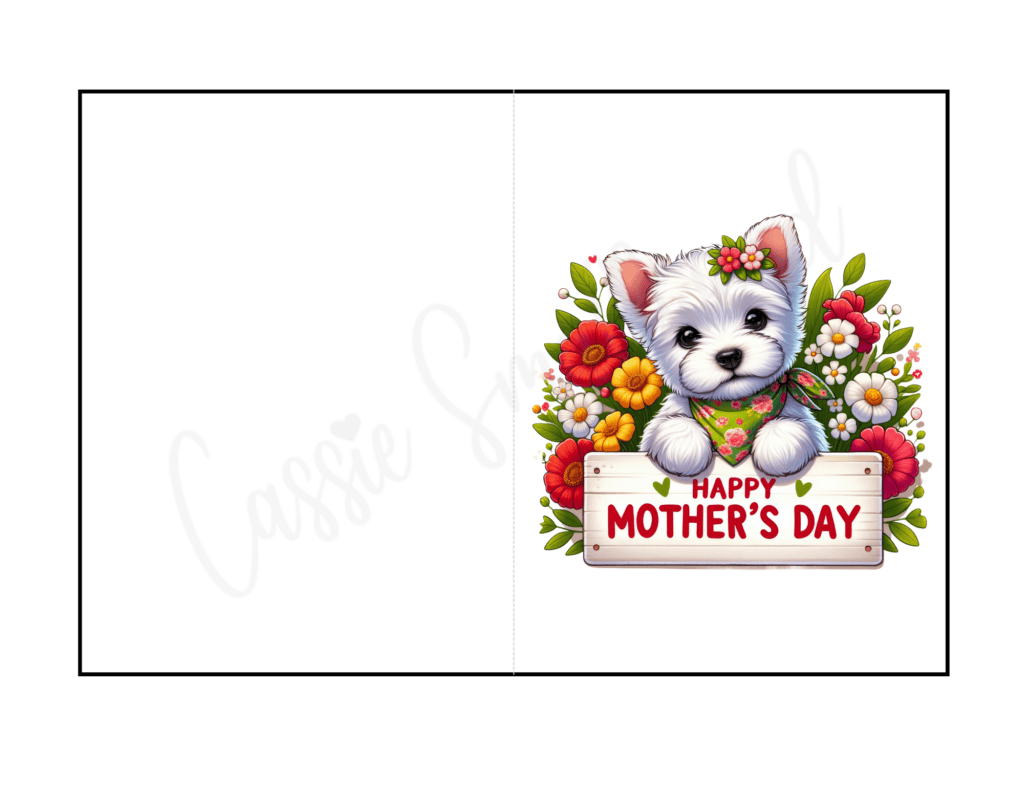 Mother's Day Card printable pdf with westie dog