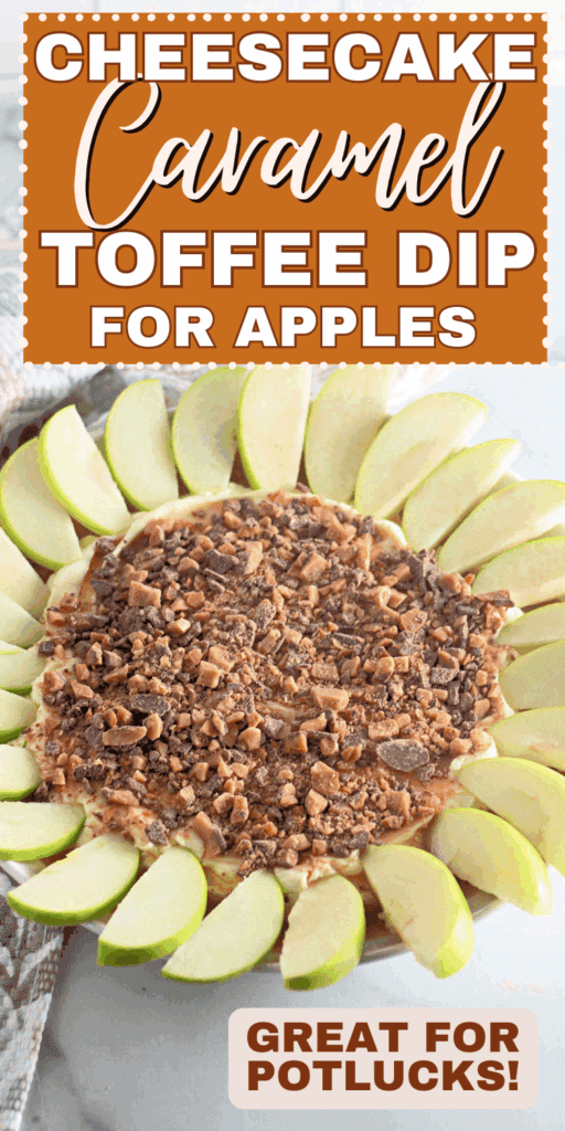 caramel apple cheesecake dip with toffee bits party finger food idea for adults