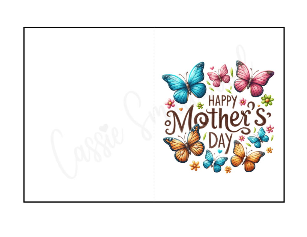 butterflies printable mothers day card free pdf