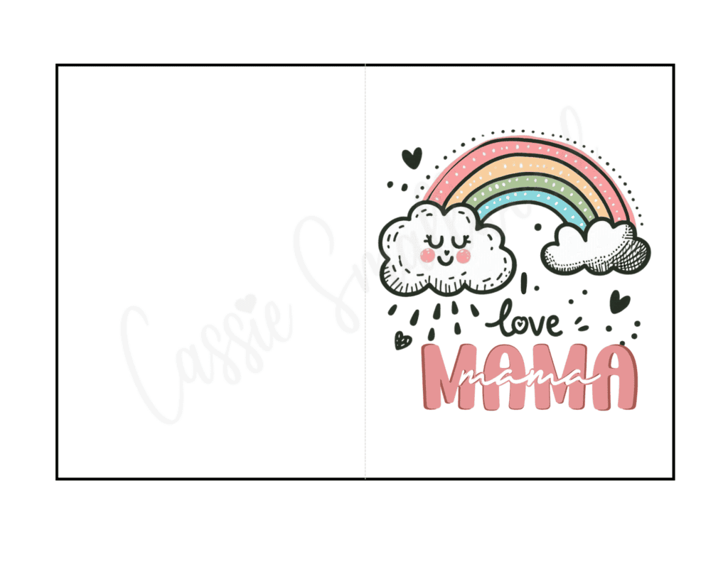 Rainbow I love mama Mother's Day card to print