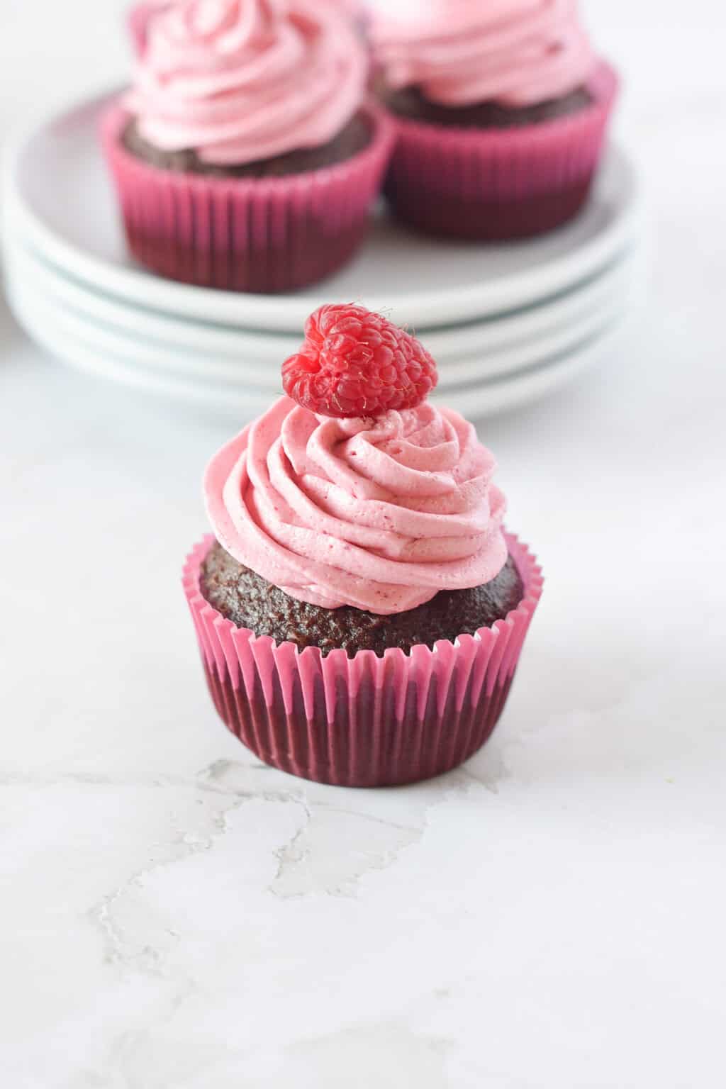 THE BEST Birthday Chocolate Cupcakes With Raspberry Buttercream Icing