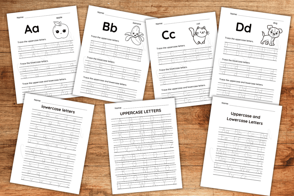 free printable letter tracing worksheets for preschool pdf, handwriting practice sheets for kids, kindergarten abc tracing pages, alphabet tracing sheets pre k