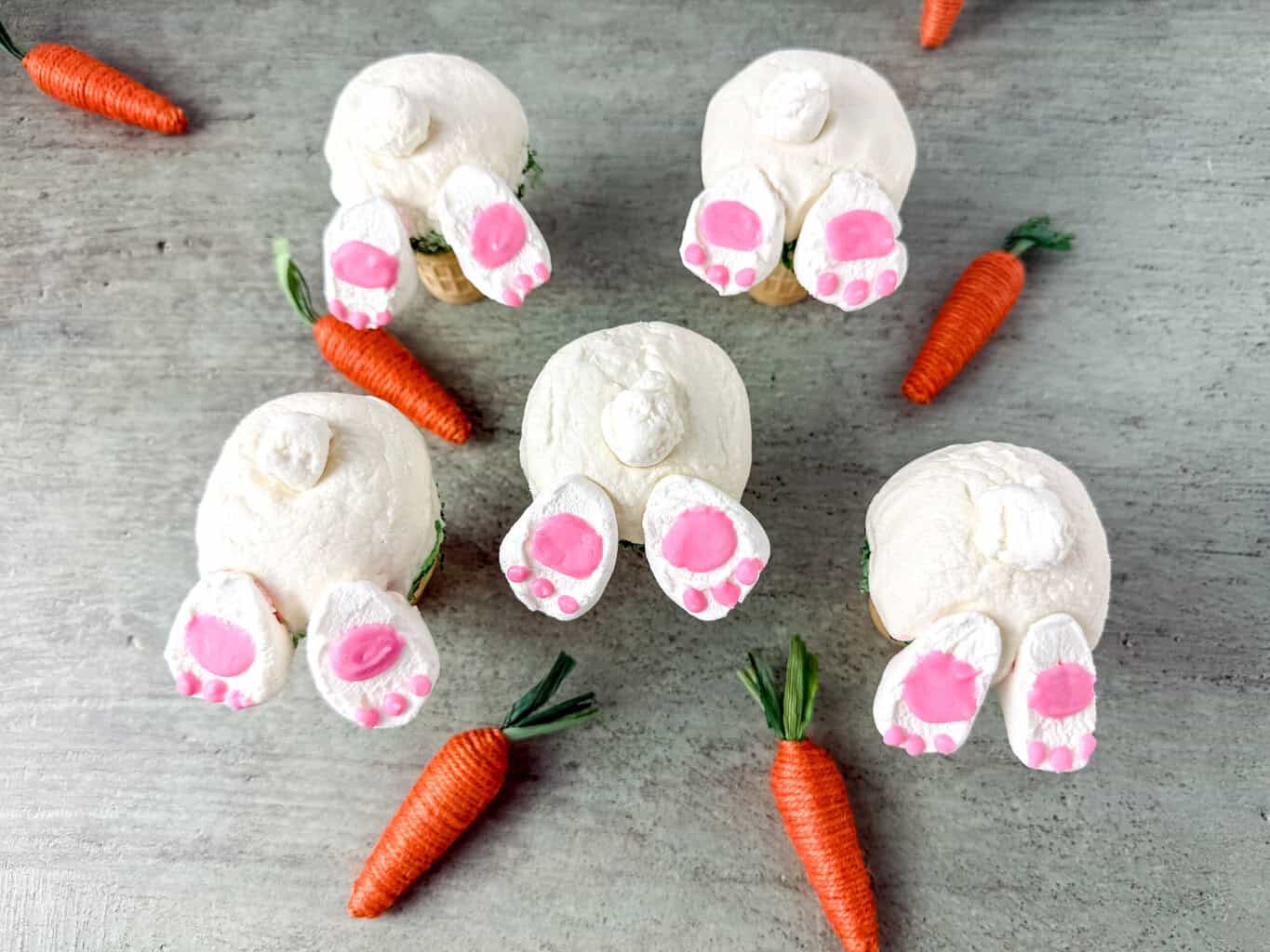 Easter bunny butt ice cream cone cupcakes recipe Easter sweet treats for kids class Easter party