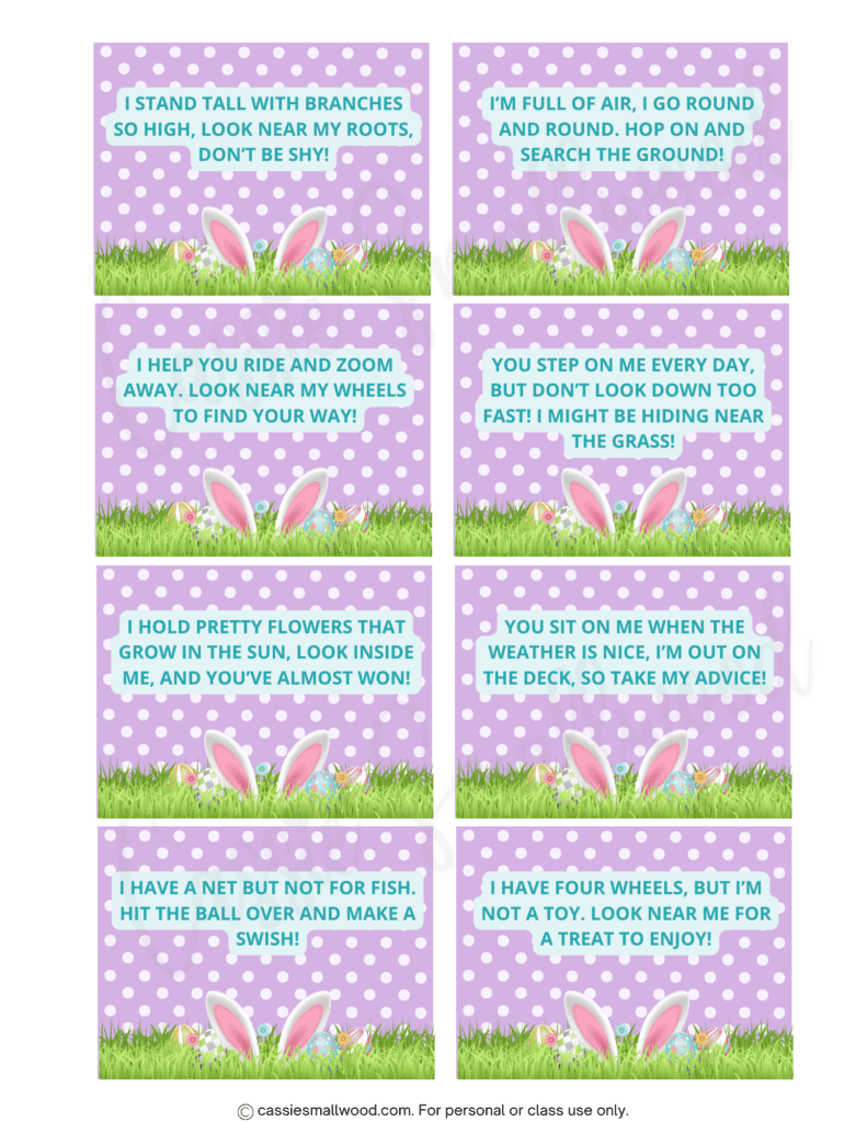 the-cutest-easter-egg-hunt-clues-free-printable-cassie-smallwood for Free Printable Easter Egg Scavenger Hunt THE CUTEST Easter Egg Hunt Clues (FREE Printable) - Cassie Smallwood for Free Printable Easter Egg Scavenger Hunt