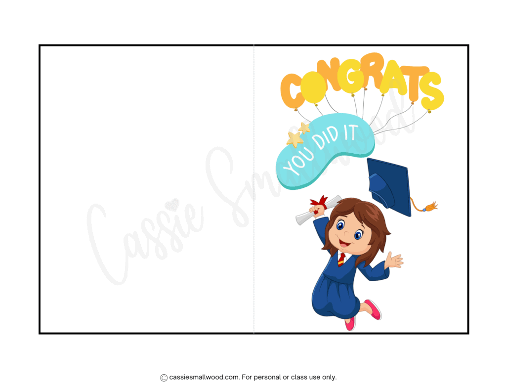 congrats on your grad card to print for free
