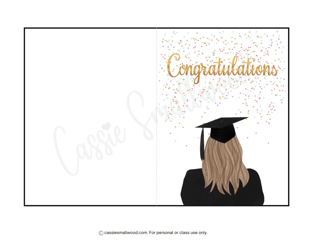 congratulations on your graduation card to print for free pdf with girl graduate