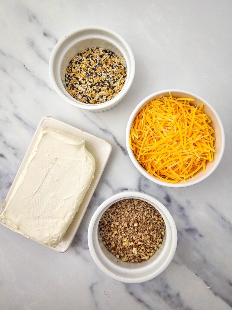 4 ingredients for everything bagel cheese ball bites