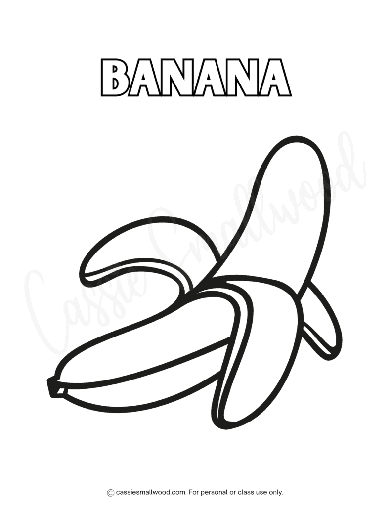 banana coloring sheet free printable pdf, fruit coloring page