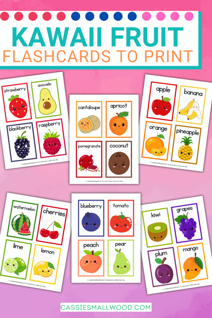 kawaii fruit flashcards free printable pdf