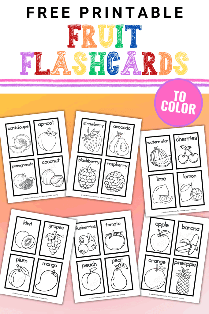 fruit flash cards coloring pages free printable pdf