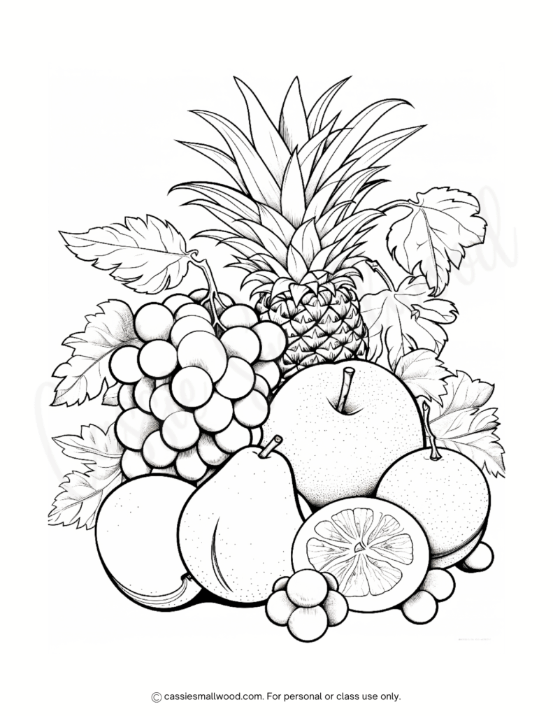 realistic fruit coloring page free printable pdf