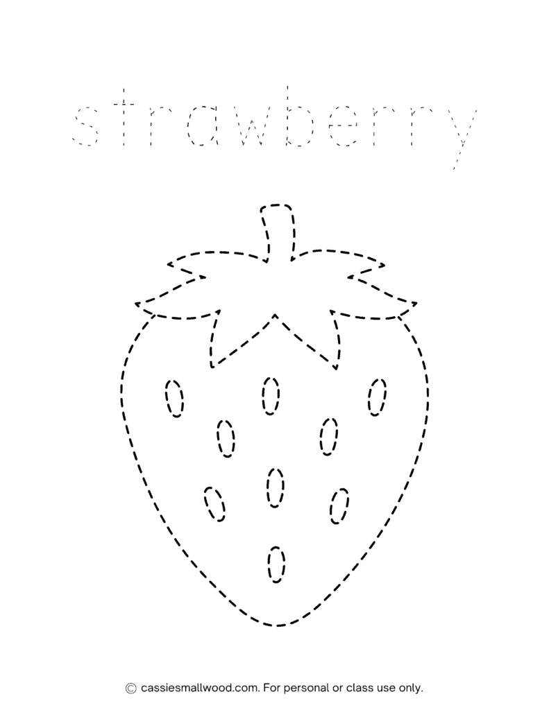 strawberry tracing worksheet coloring page free printable pdf, tracing sheets for kids, strawberry coloring sheet
