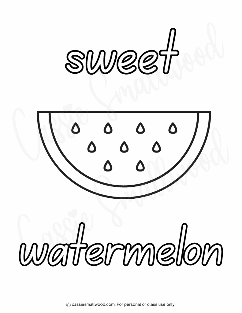 Watermelon coloring page for kids free printable pdf