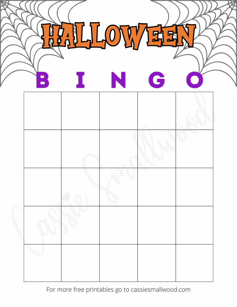 Blank Halloween Bingo template, DIY Halloween Bingo printable