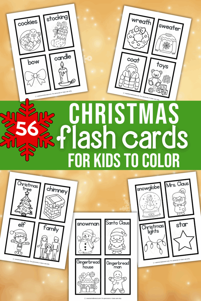 Christmas flashcards coloring pages for kids free printable pdf