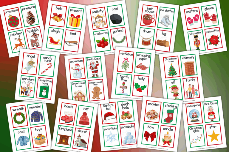 112 CUTE Christmas Flashcards (FREE!)