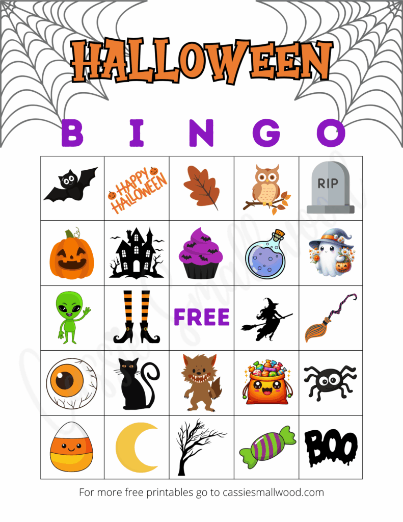 free printable Halloween bingo game for kids pdf