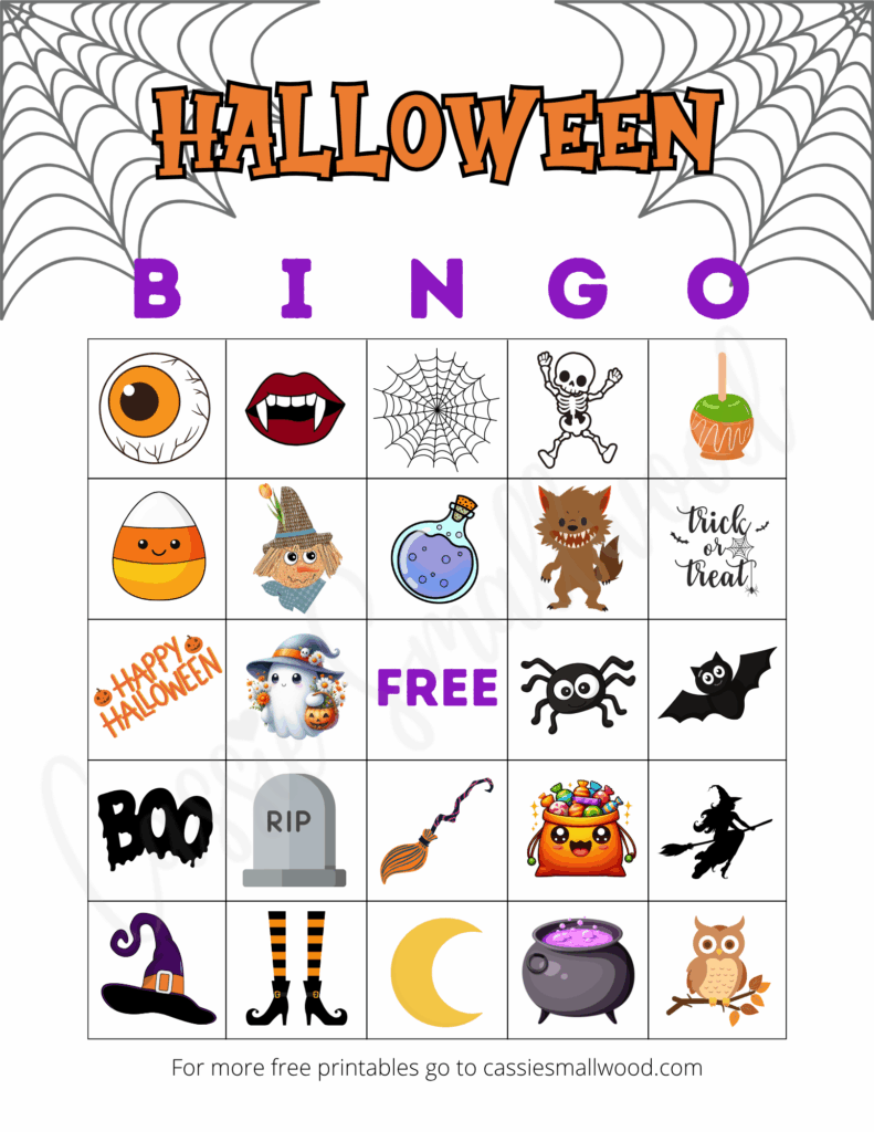 free printable Halloween bingo board pdf