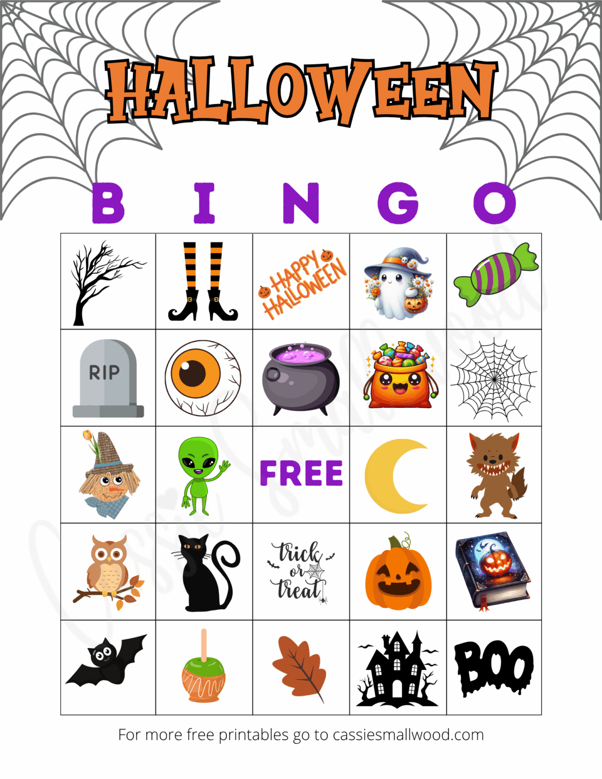 CUTE Halloween Bingo Cards (FREE Printable) Cassie Smallwood