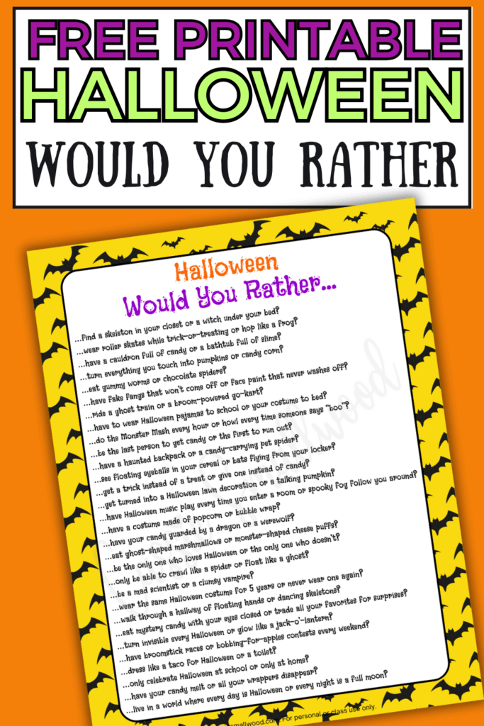 Halloween this or that questions for kids free printable pdf