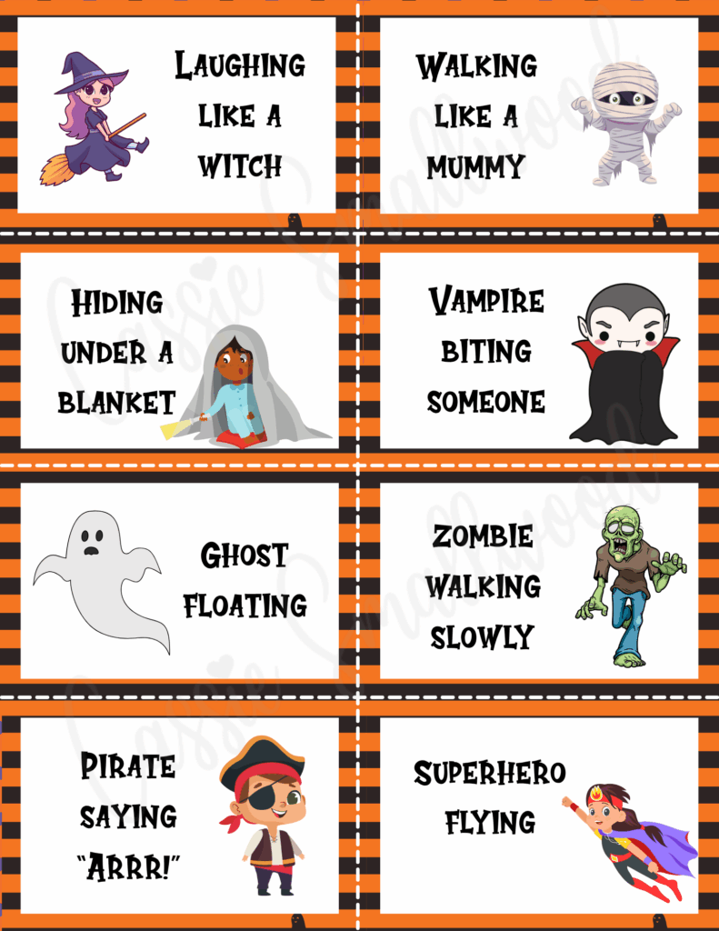 Halloween charades ideas, free printable Halloween charades words