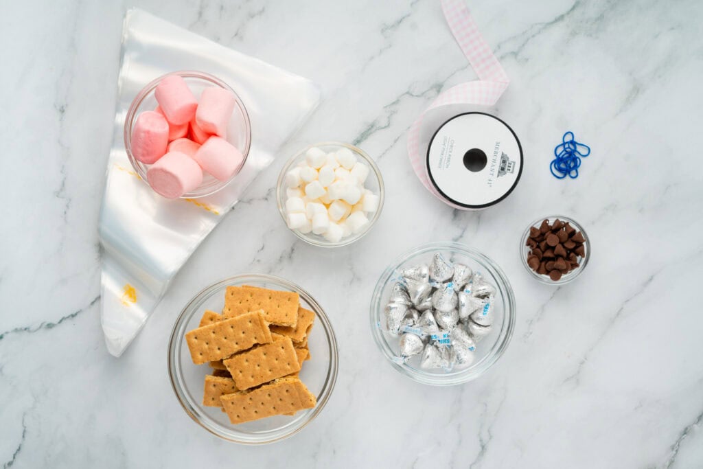 supplies for pencil themed DIY back to school treat bags