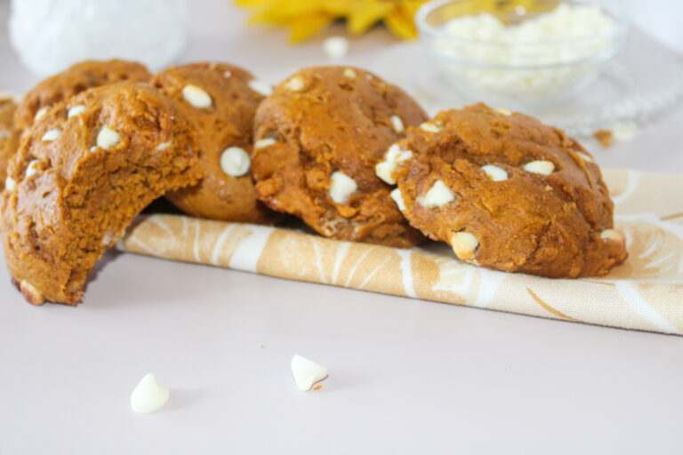 Pumpkin Spice Cake Mix Cookies (With Cream Cheese Chips)