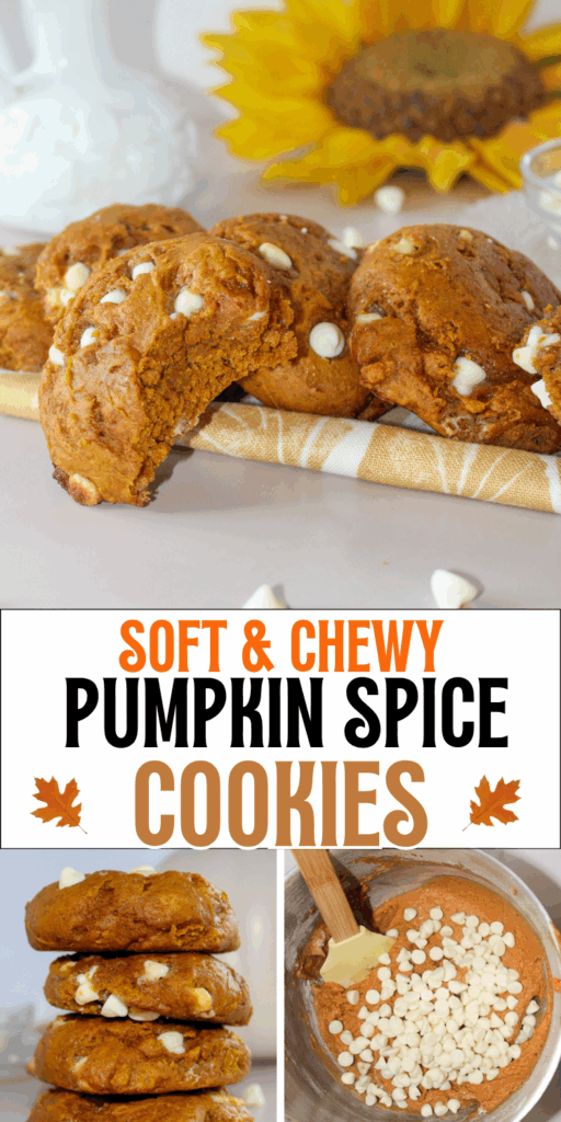 soft and chewy pumpkin spice cake mix cookies with cream cheese chips recipe, fall cookies easy