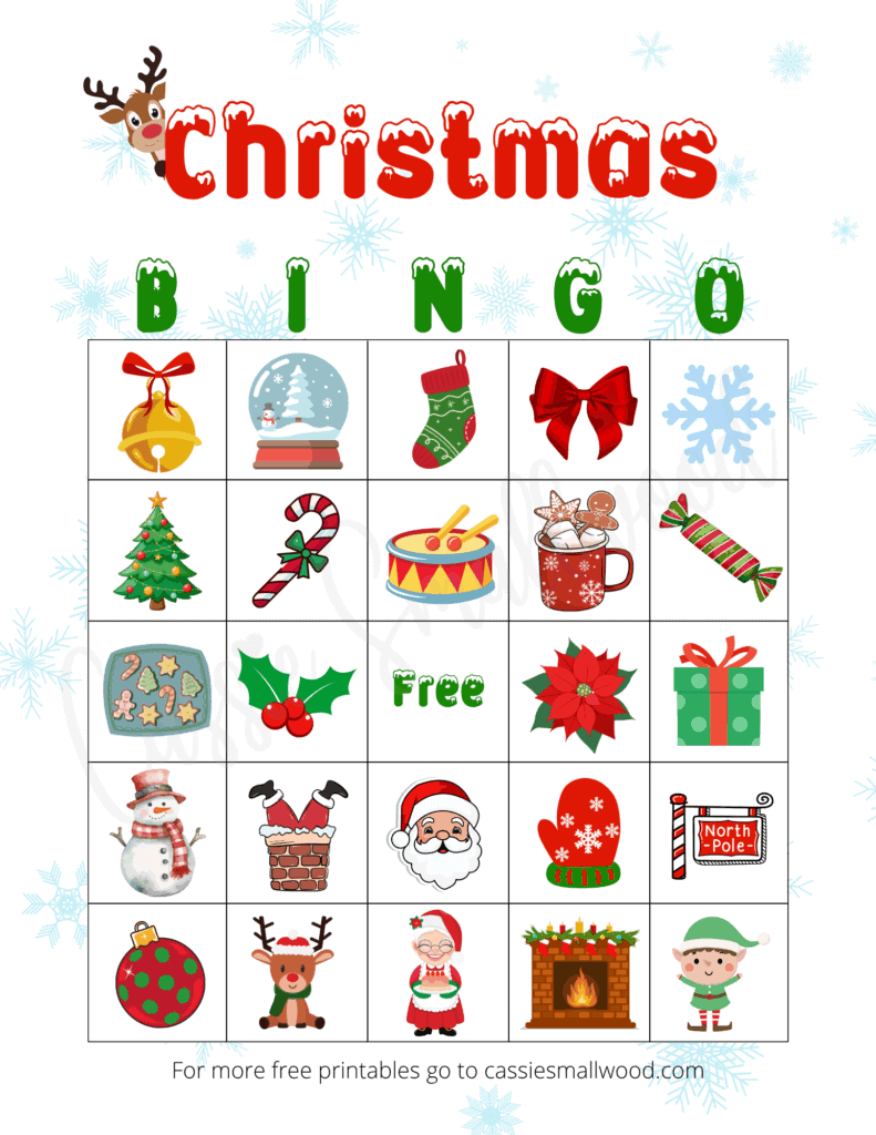Christmas Bingo free printables for kids, Christmas party bingo game to print for free