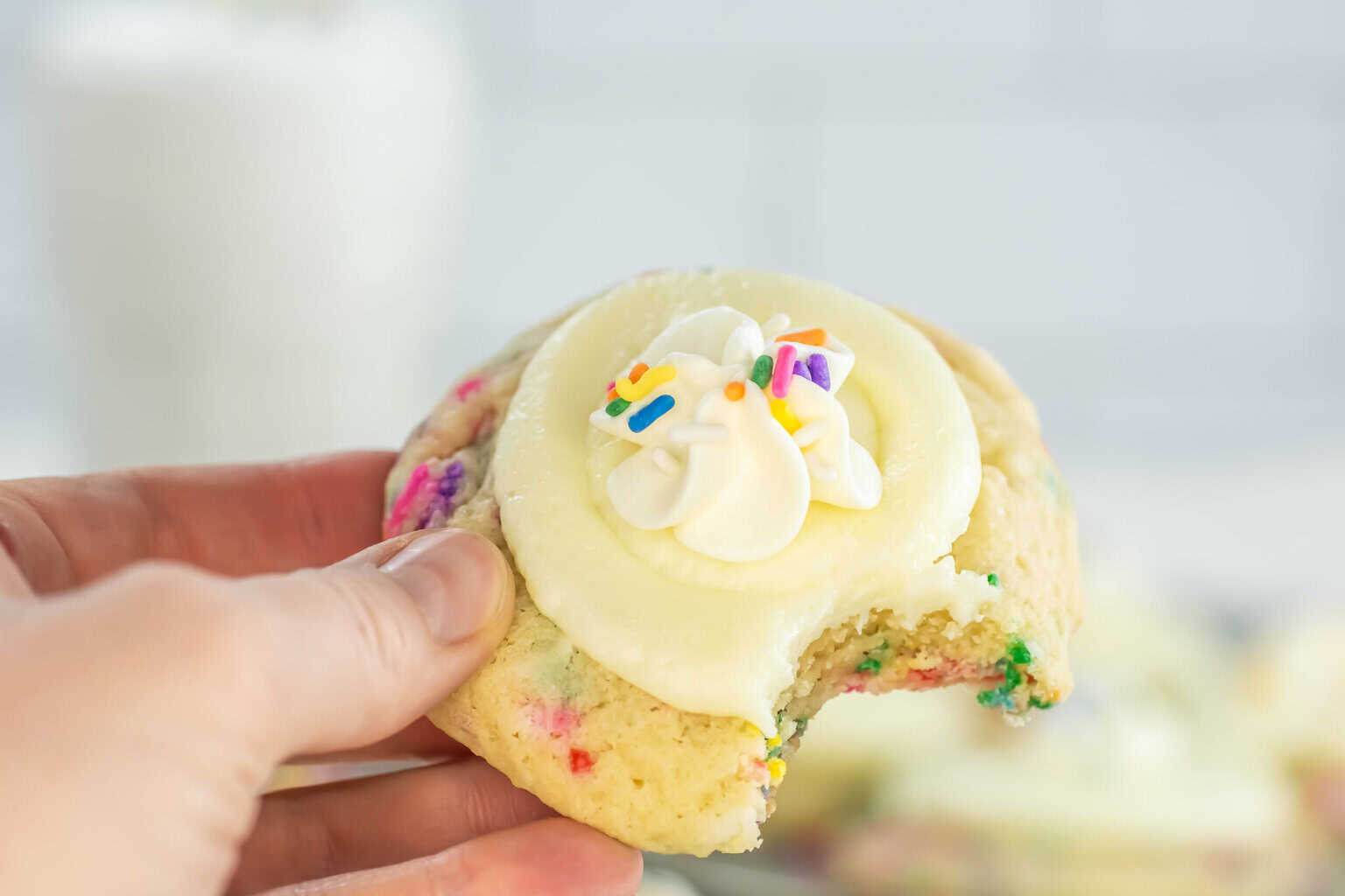Rainbow Funfetti cookies with frosting from scratch
