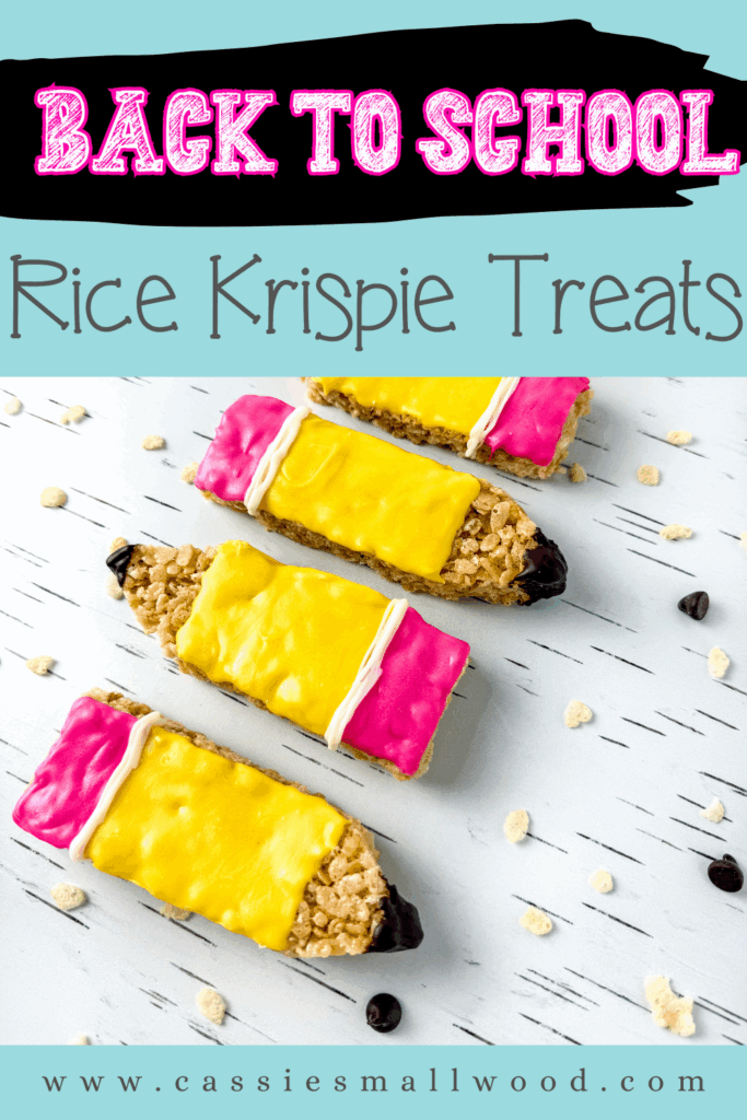 Pencil shaped rice krispie treats first day of school gift for kids