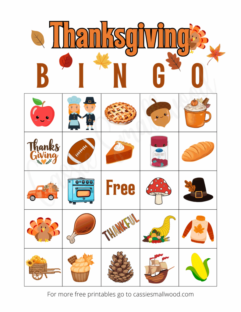 Thanksgiving bingo printable pdf free, family Thanksgiving bingo game