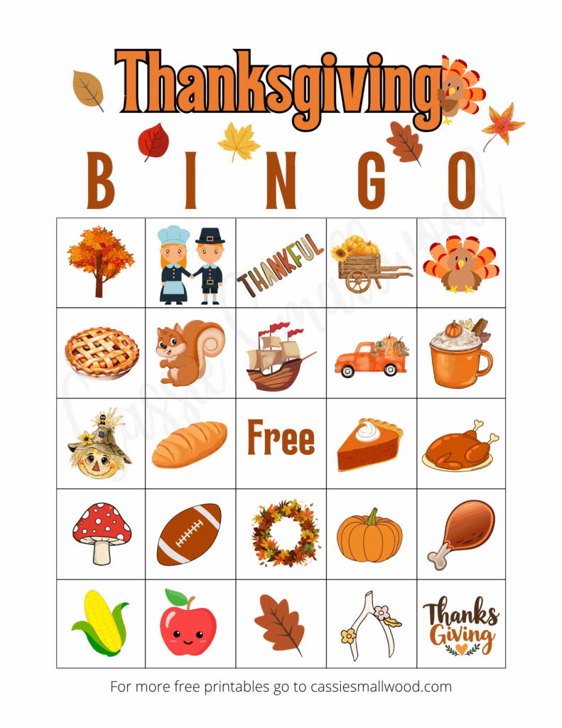 free printable thanksgiving bingo sheet pdf, fall bingo game for kids