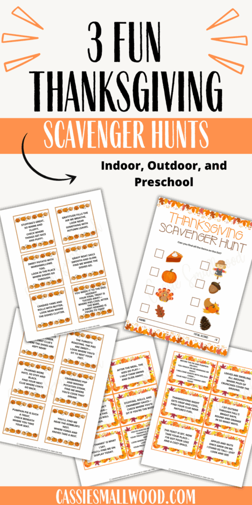 Free printable Thanksgiving scavenger hunts for kids indoor, outdoor, and preschool