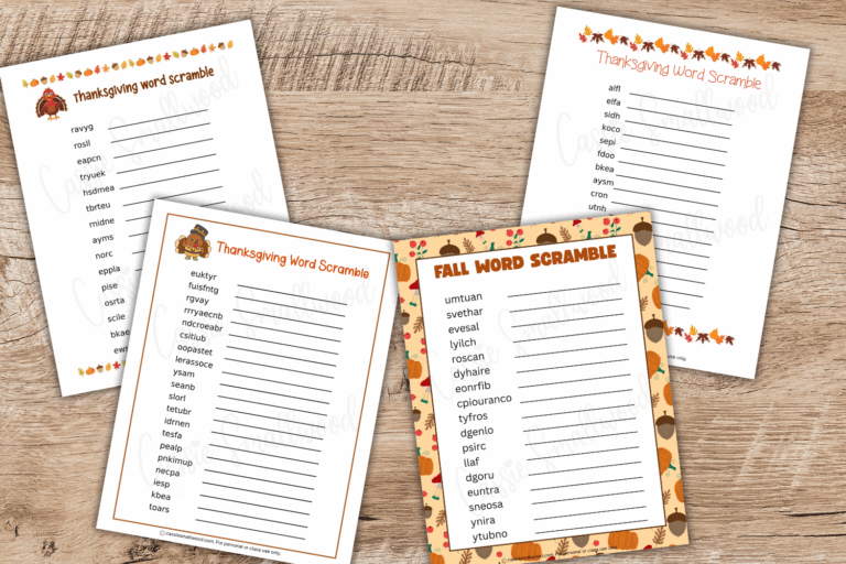Thanksgiving Word Scrambles (With Answers)