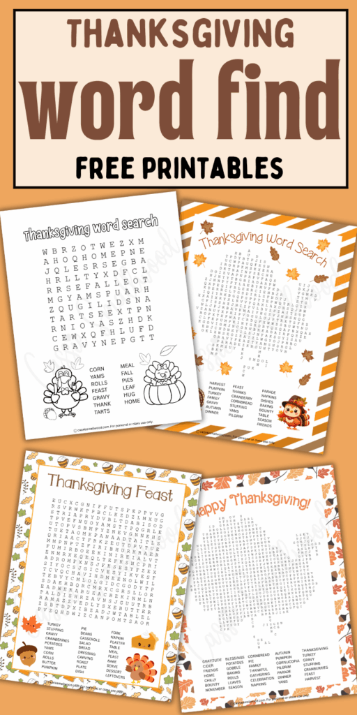Thanksgiving word search puzzles with answers free printables