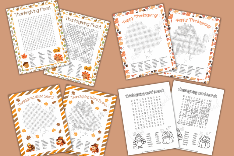CUTE Thanksgiving Word Search Puzzles (With Answers!)