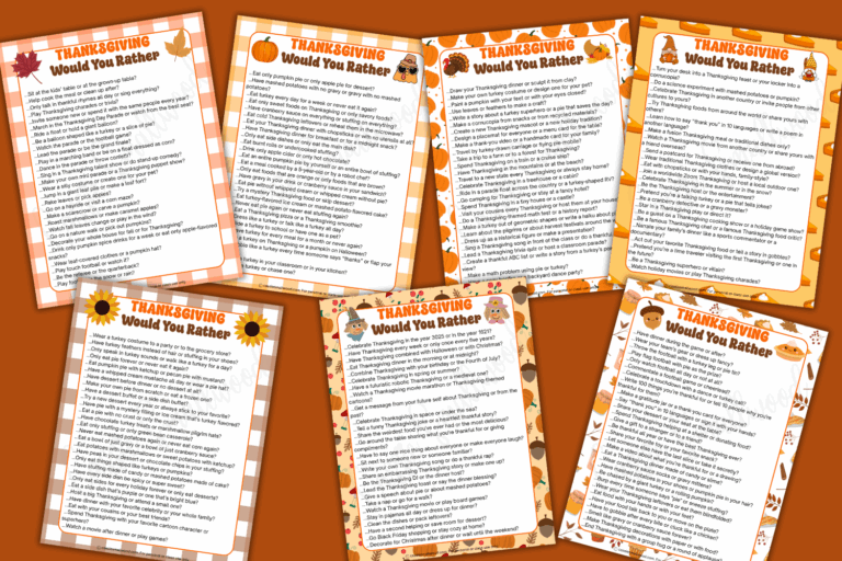 200 Thanksgiving Would You Rather Questions (FREE Printables)